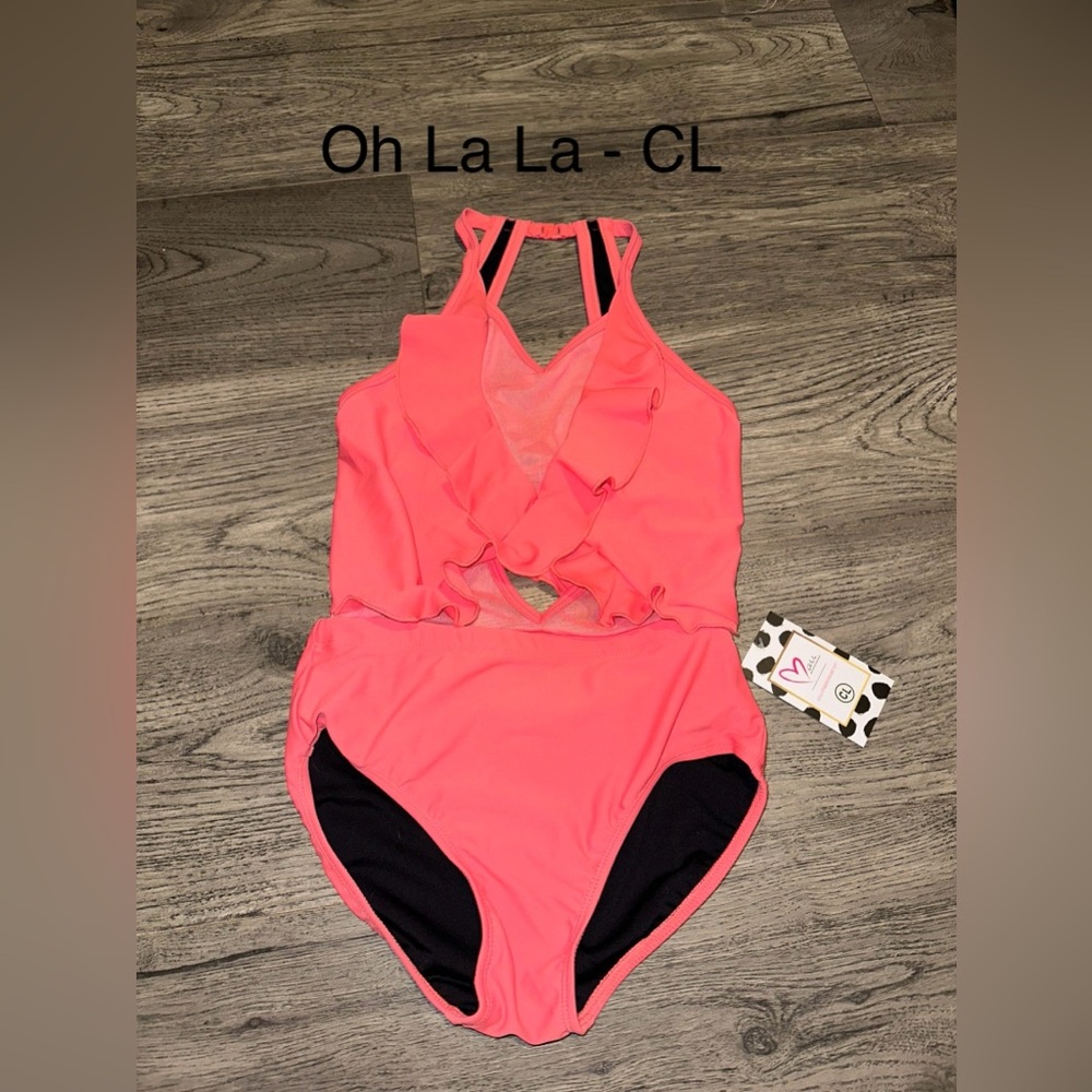 Coral Ruffle leotards.